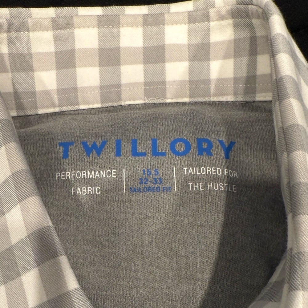 Twillory- Trendsetter- Performance Grey White Gingham- 15.5- M - 32.33 - Picture 4 of 4